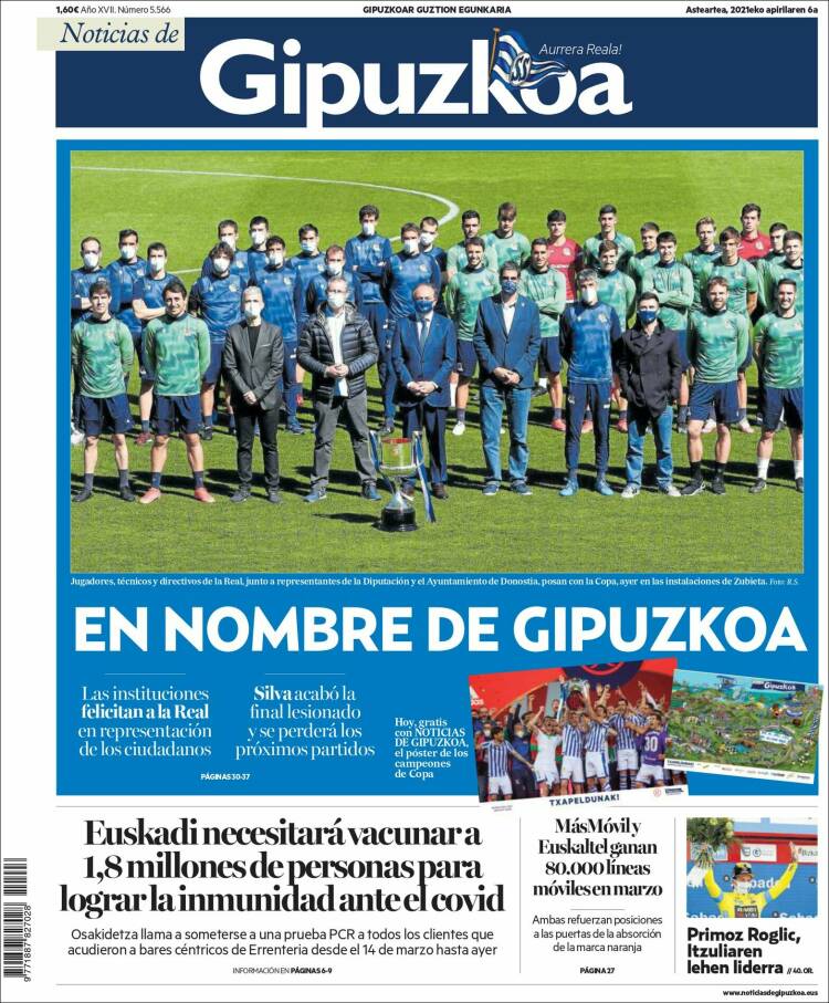 Portada de Noticias de Gipuzkoa (España)