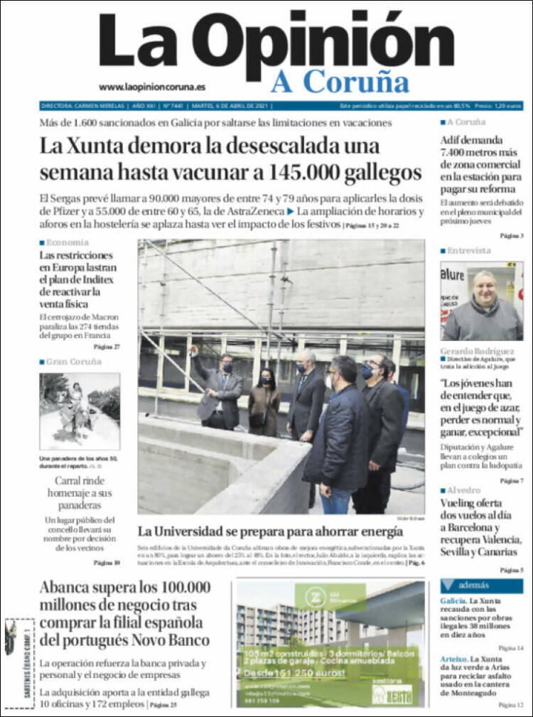 Portada de La Opinión de A Coruña (España)