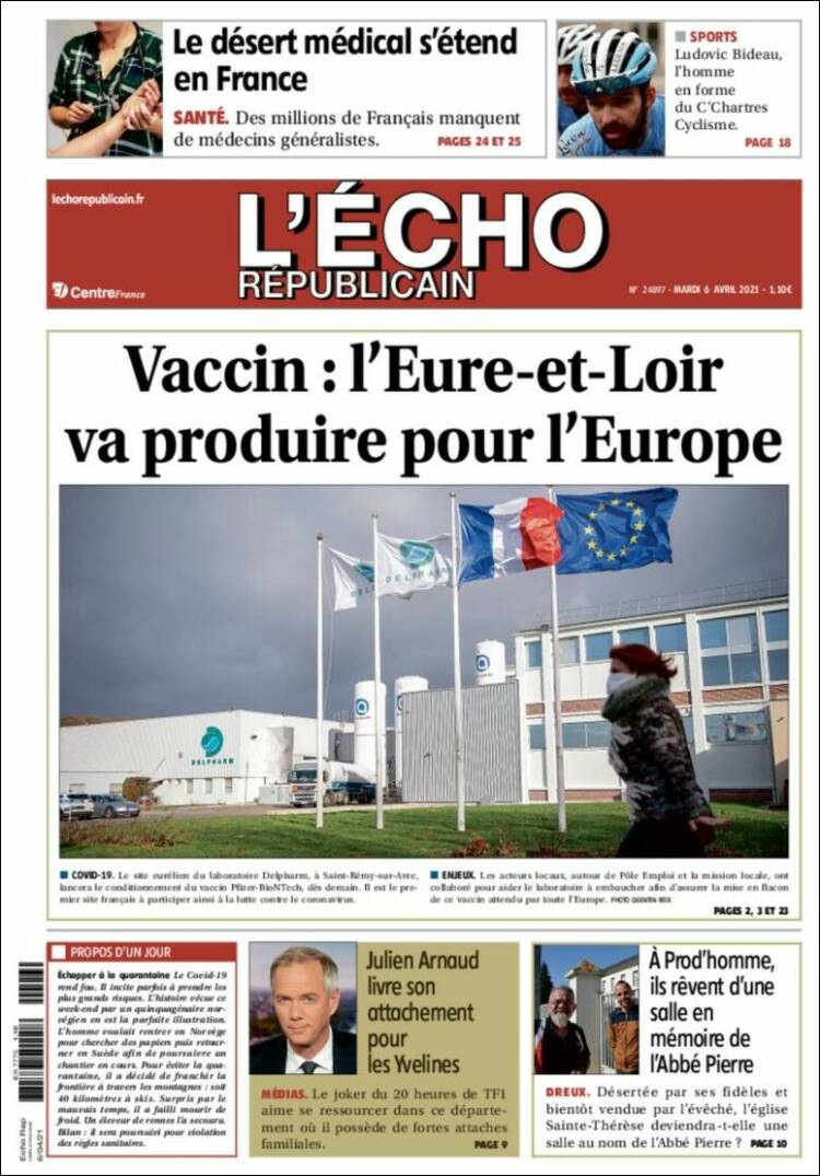 Portada de L'Echo Républicain (Francia)