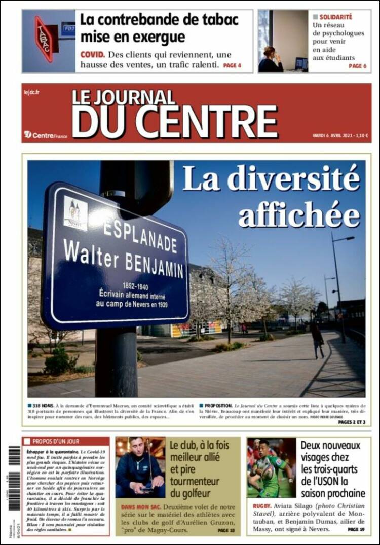 Portada de Le Journal du Centre (Francia)