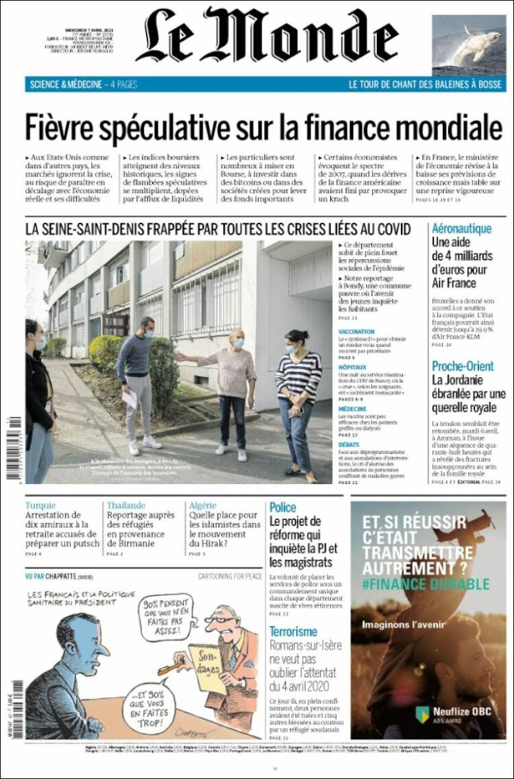 Portada de Le Monde (Francia)