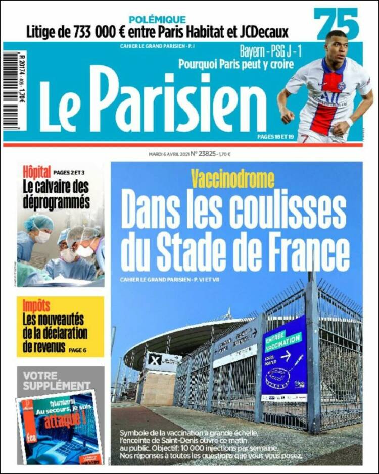 Portada de Le Parisien (Francia)