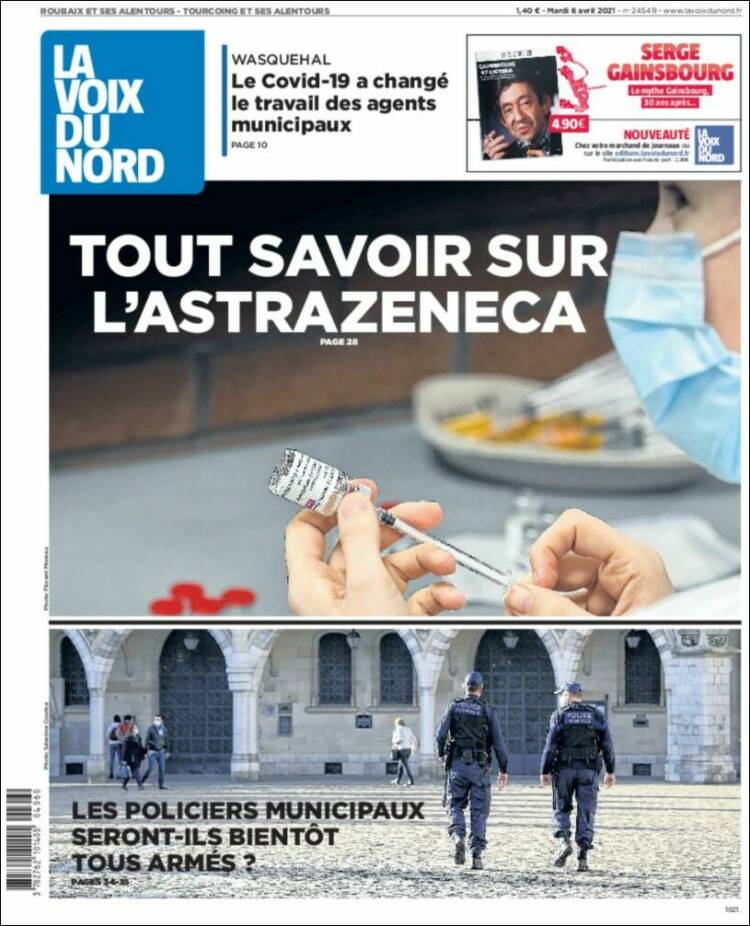 Portada de La Voix du Nord (Francia)