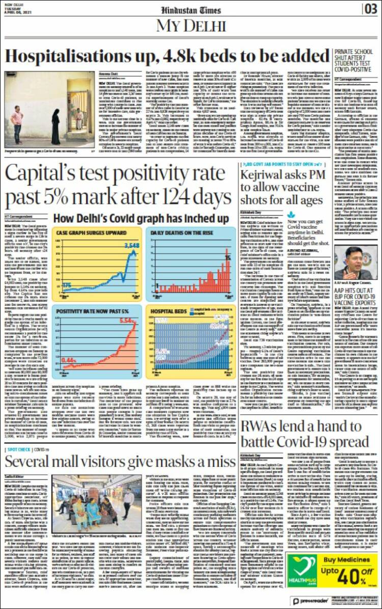 Portada de Hindustan Times (India)