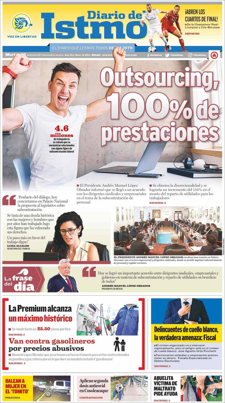 Portada de Diario del Istmo - Voz en Libertad (M&eacute;xico)