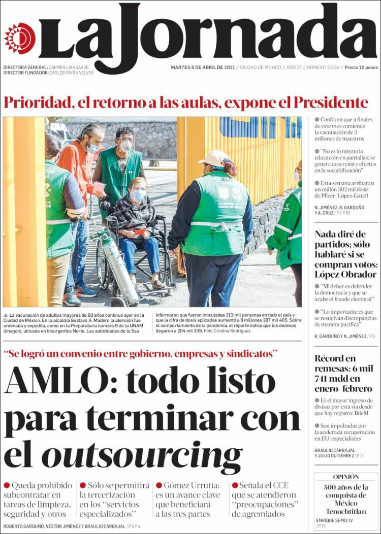 Portada de La Jornada (M&eacute;xico)