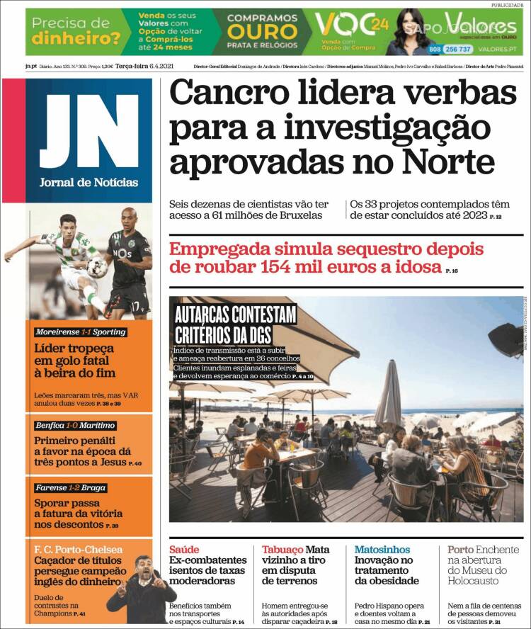 Portada de Jornal de Notícias (Portugal)