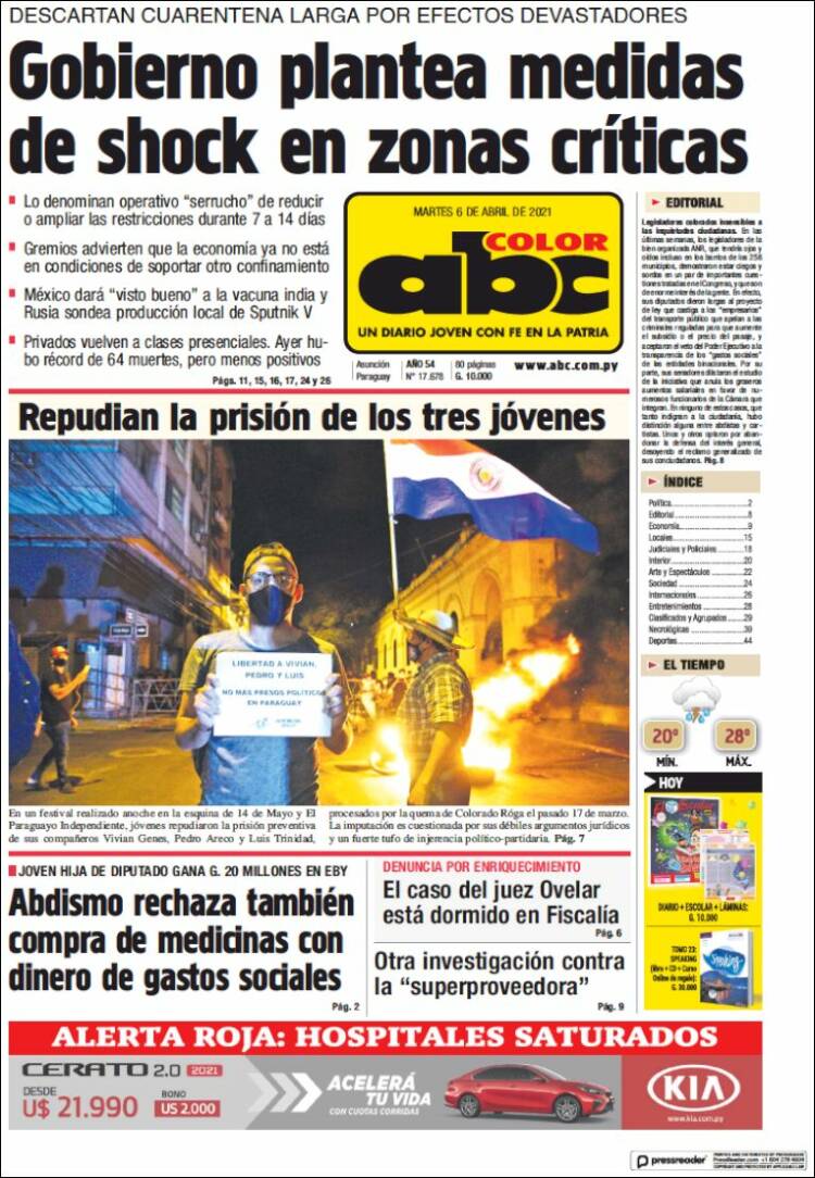 Portada de ABC Color (Paraguay)