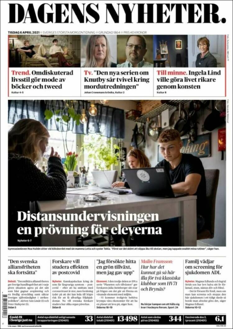 Portada de Dagens Nyheter (Suecia)
