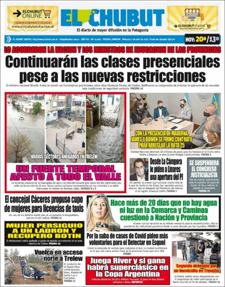 Portada de El Chubut (Argentina)