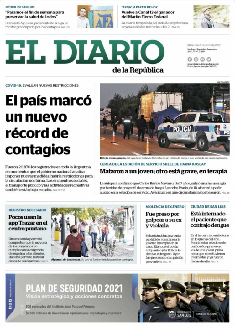 Portada de Diario de la República (Argentina)