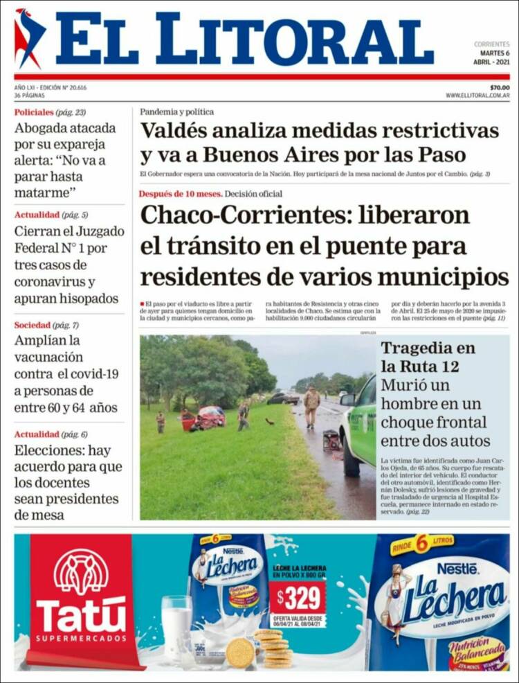 Portada de El Litoral Corrientes (Argentina)