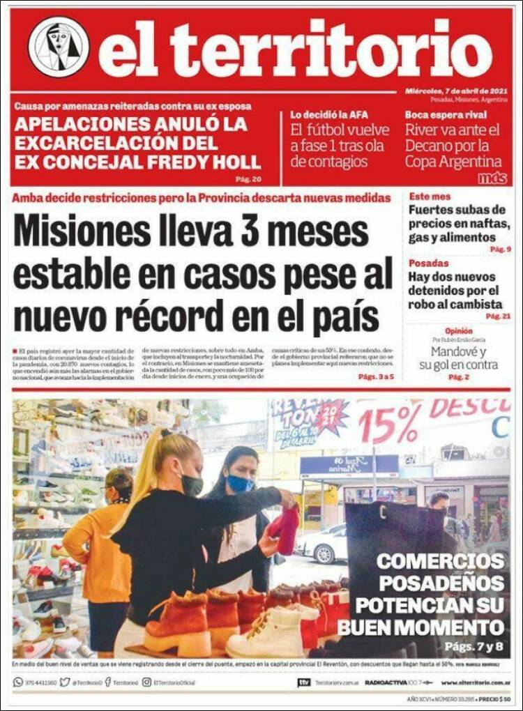 Portada de El Territorio (Argentina)