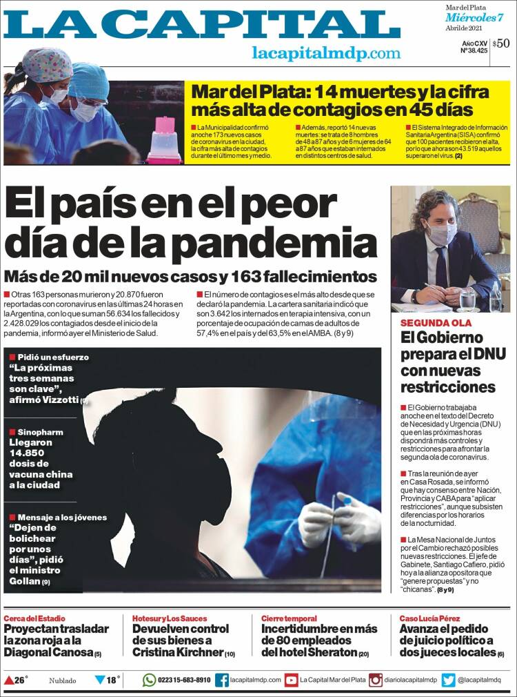Portada de Diario La Capital - Mar del Plata (Argentina)