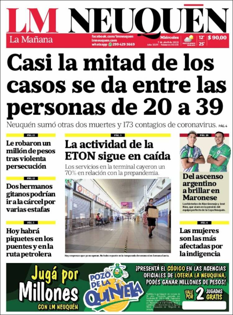 Portada de La Mañanade Neuquén (Argentina)