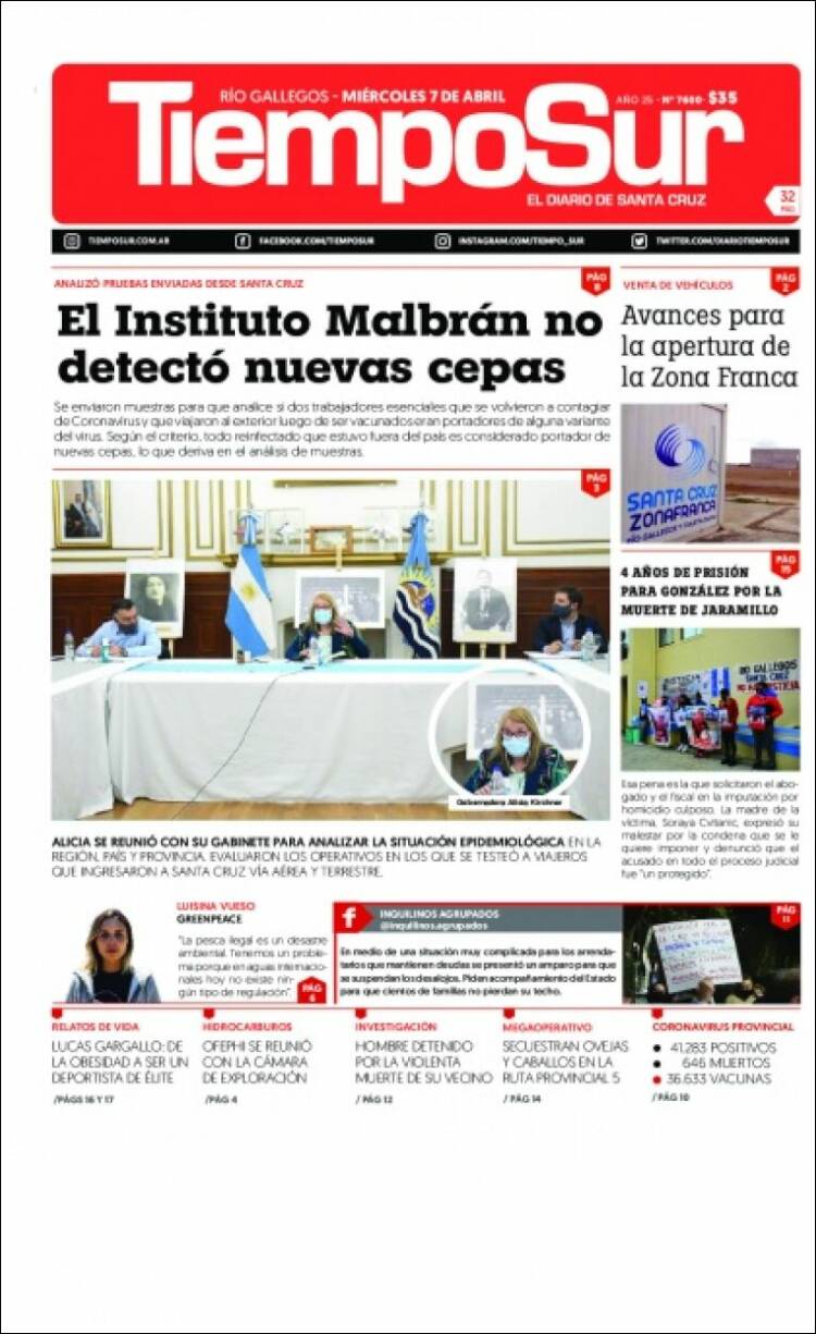 Portada de Tiempo Sur (Argentina)