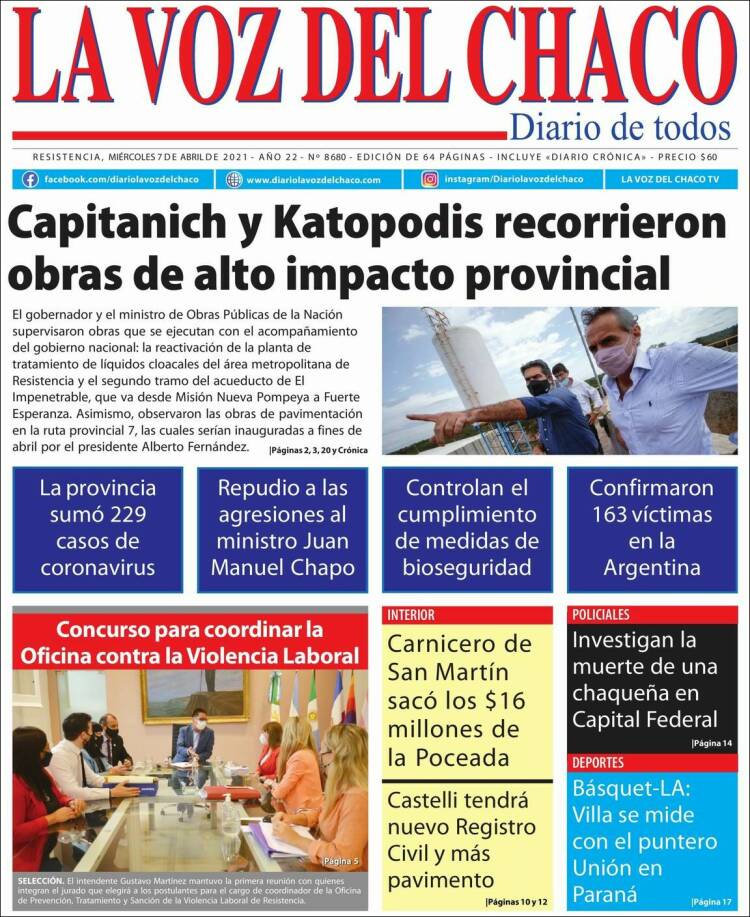 Portada de La Voz del Chaco (Argentina)