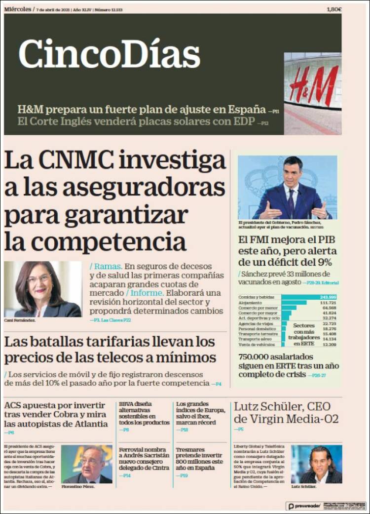 Portada de Cinco Días (Espa&ntilde;a)