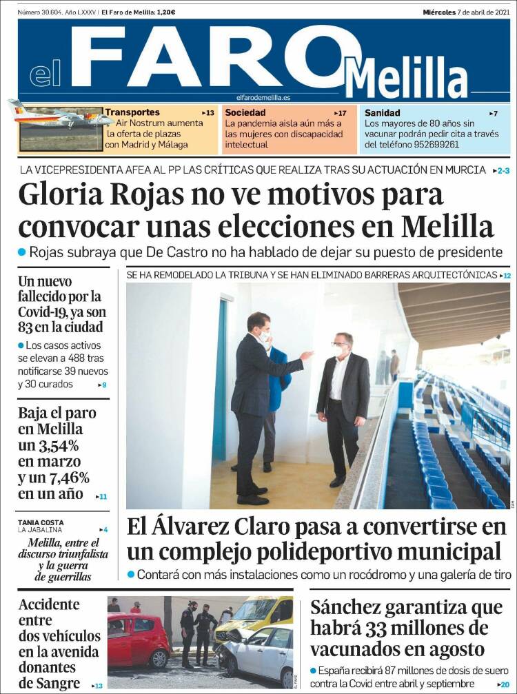 Portada de El Faro de Melilla (España)