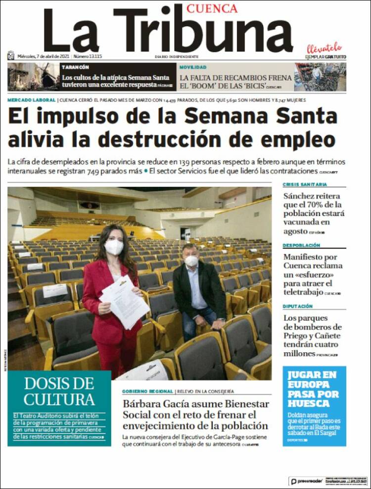 Portada de La Tribuna de Cuenca (España)
