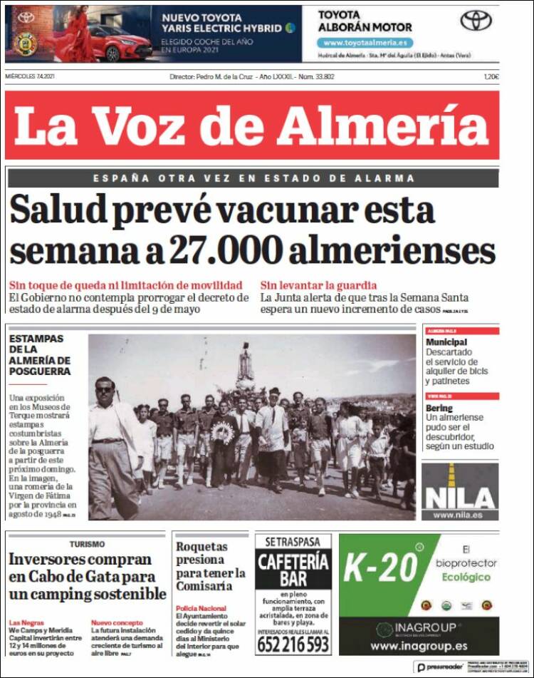Portada de La Voz de Almería (Spain)