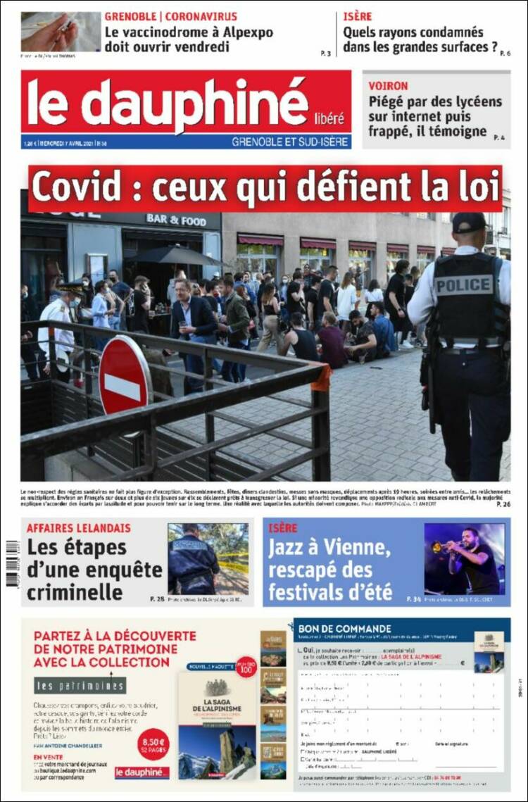 Portada de Le Dauphiné Libéré (France)