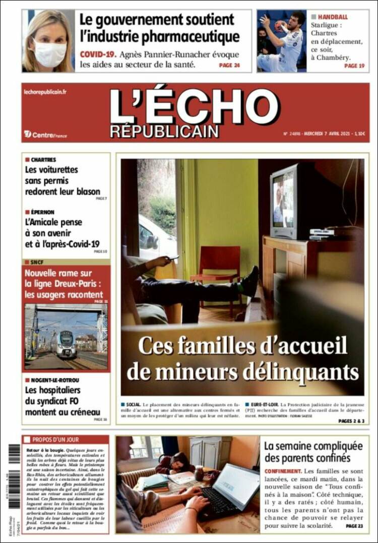 Portada de L'Echo Républicain (Francia)