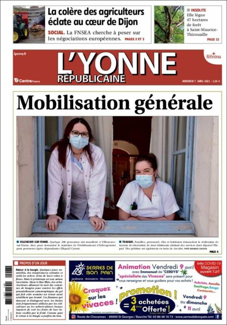 Portada de L'Yonne-Républicaine (Francia)