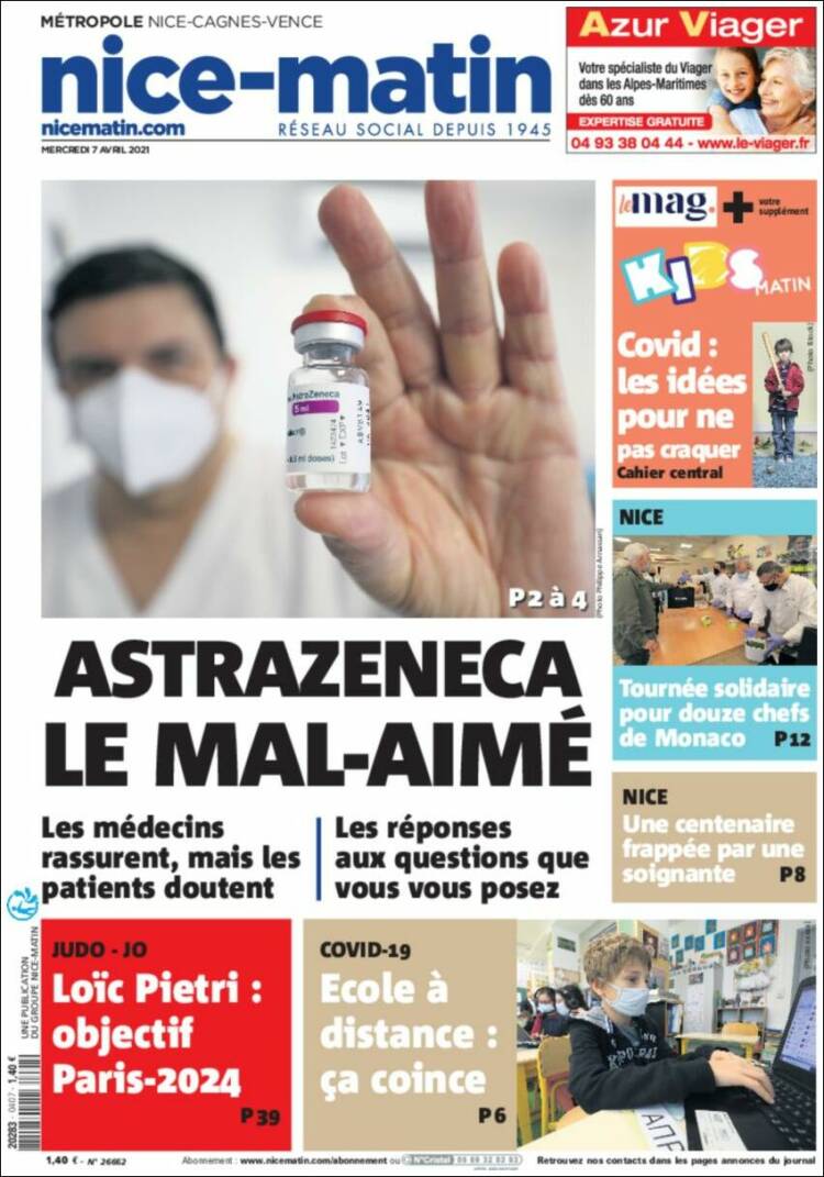 Portada de Nice-Matin (Francia)