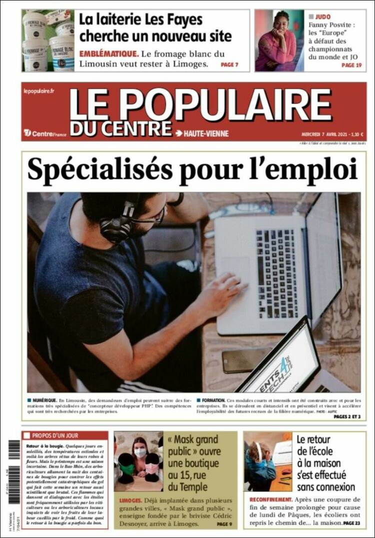 Portada de Le Populaire du Centre (Francia)