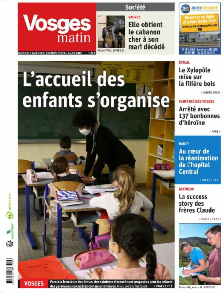 Portada de Vosges Matin (France)