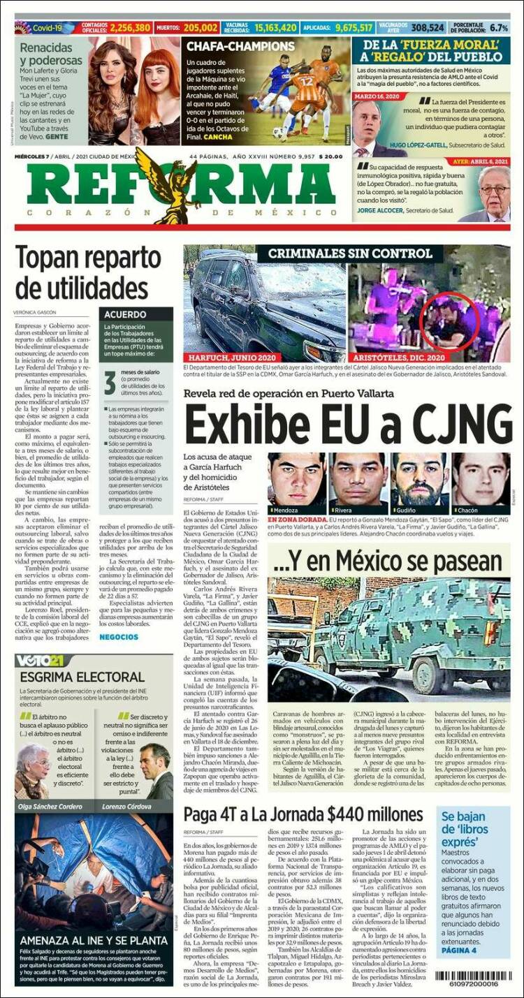 Portada de Reforma (México)