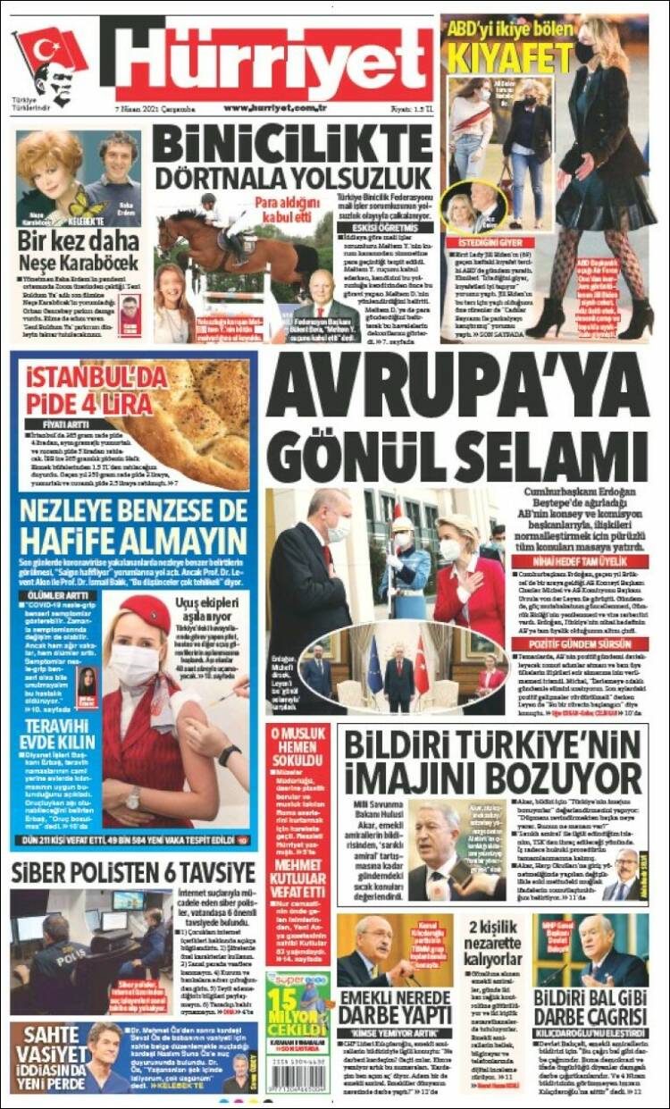 Portada de Hürriyet (Turqu&iacute;a)