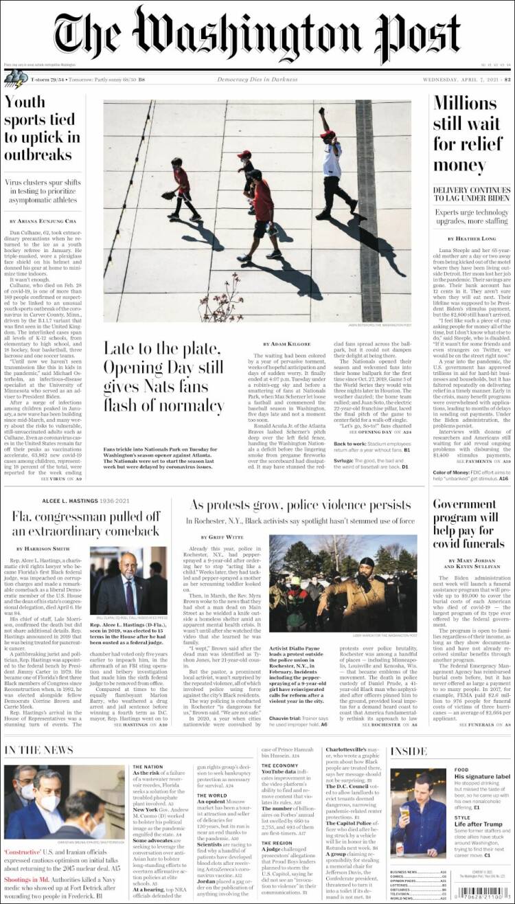 Portada de The Washington Post (USA)