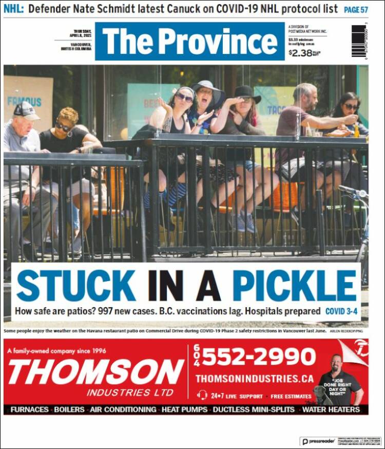 Portada de The Province (Canadá)