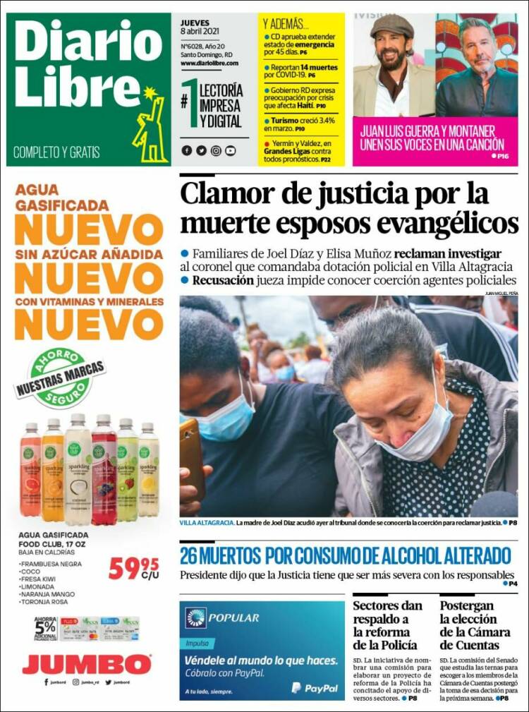 Portada de Diario Libre (R. Dominicana)
