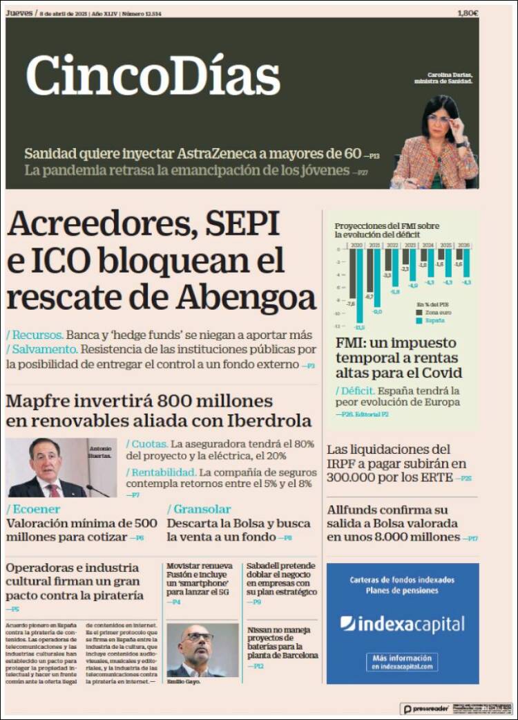 Portada de Cinco Días (España)