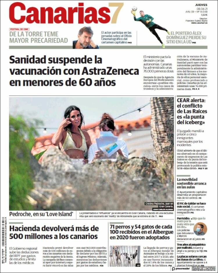 Portada de Canarias 7 (España)