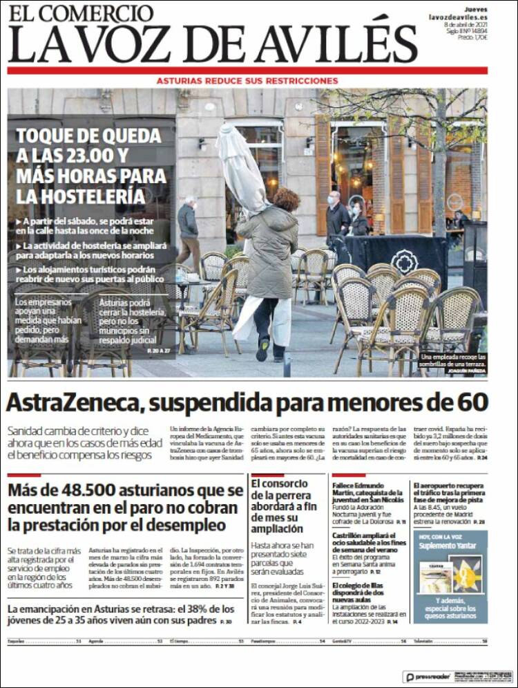 Portada de El Comercio - Avilés (España)