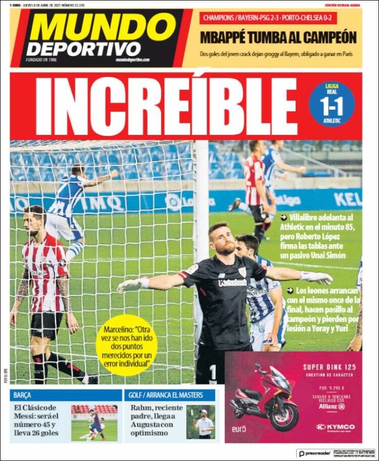 Portada de Mundo Deportivo Bizkaia (España)