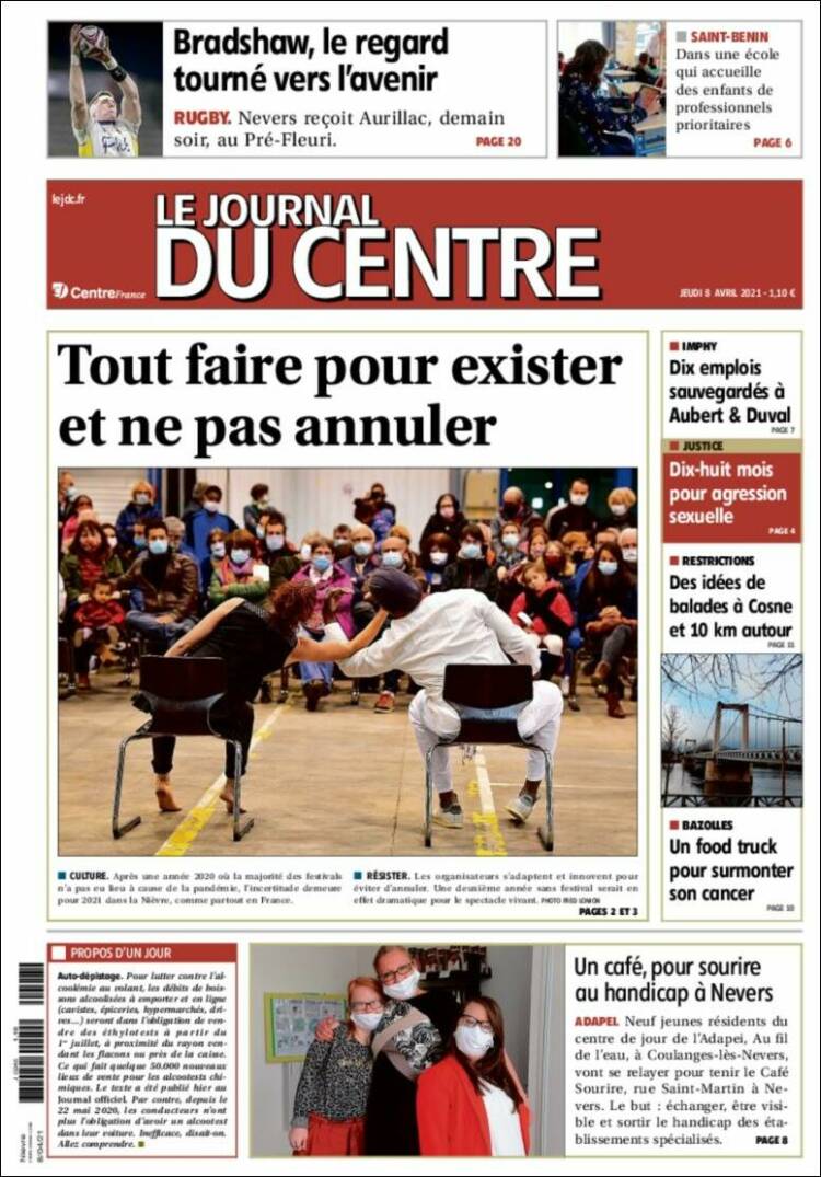 Portada de Le Journal du Centre (Francia)