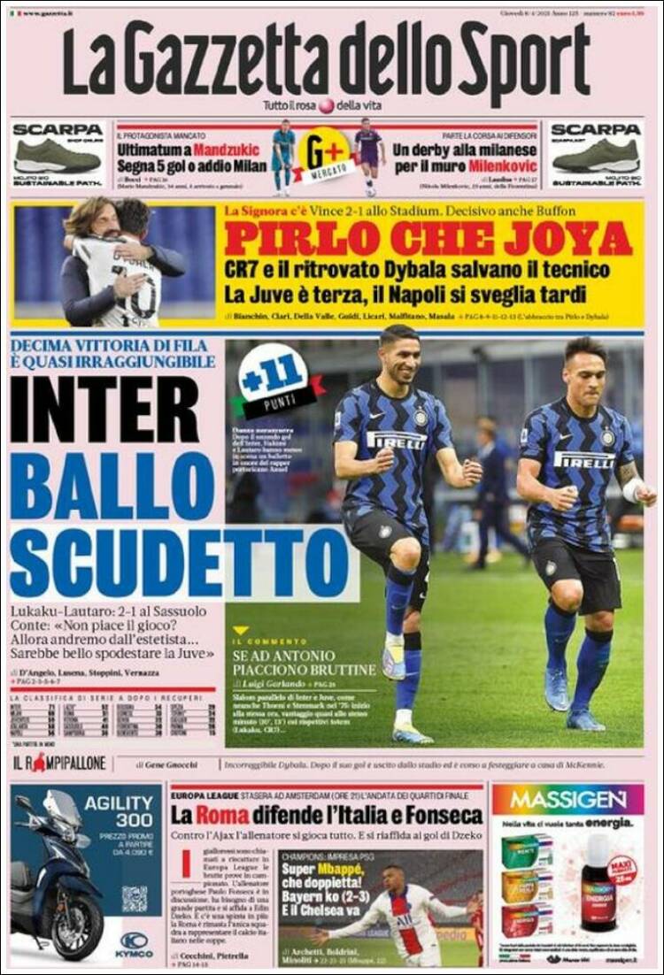 Portada de La Gazzetta dello Sport (Italia)