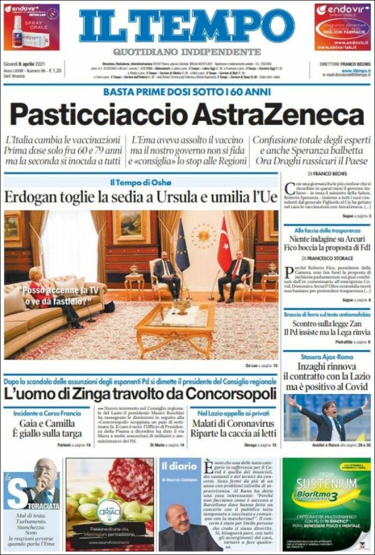Portada de Il Tempo (Italia)