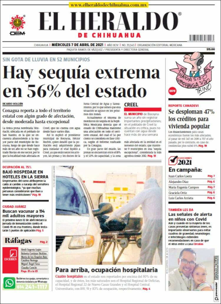 Portada de El Heraldo de Chihuahua (México)