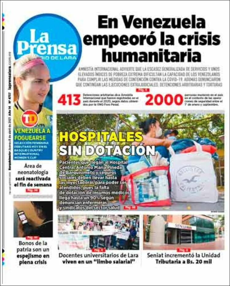 Portada de La Prensa de Lara (Venezuela)