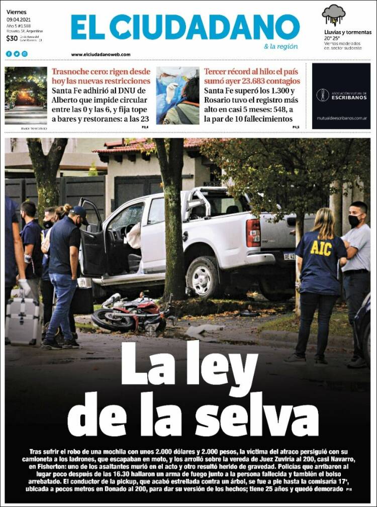 Portada de Diario El Ciudadano (Argentina)