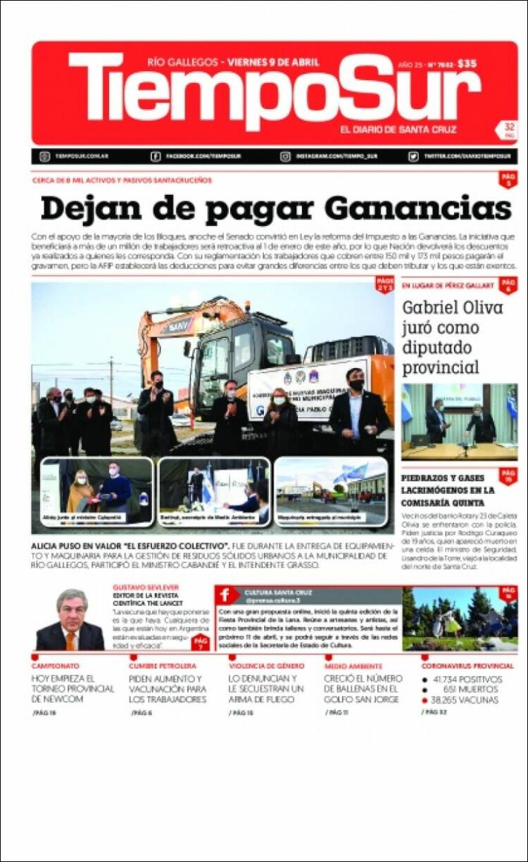 Portada de Tiempo Sur (Argentina)