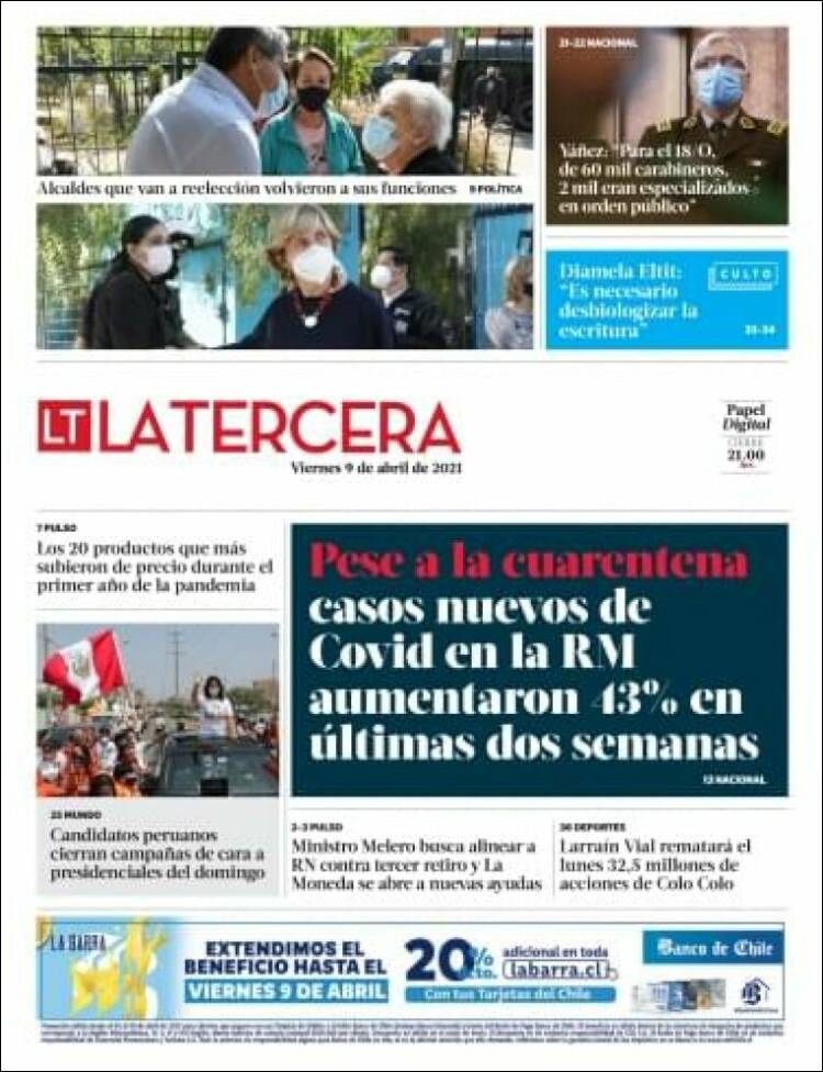 Portada de La Tercera (Chile)