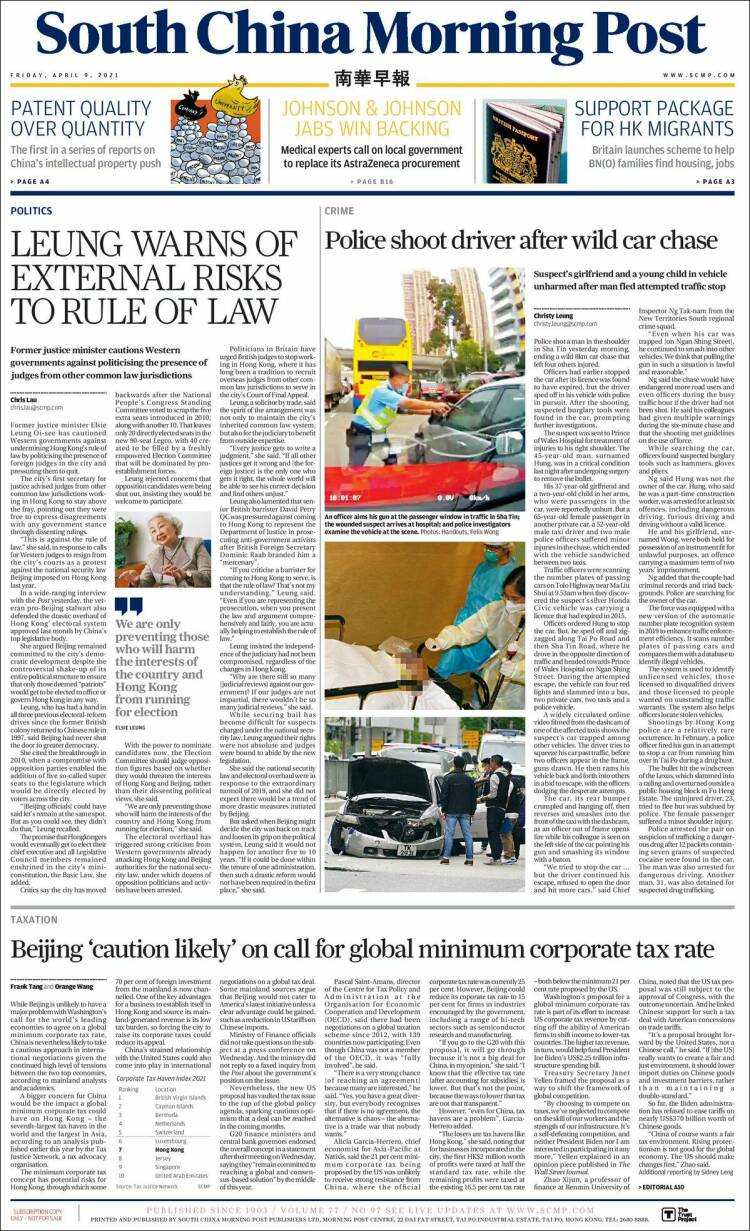 Portada de South China Morning Post (China)