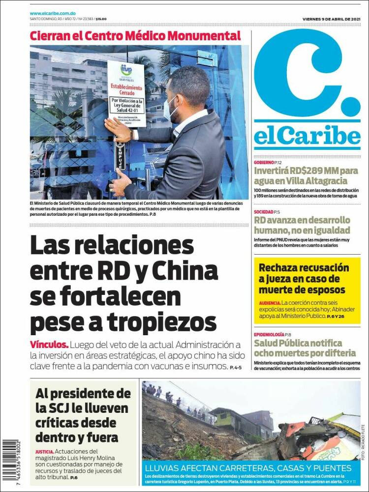 Portada de El Caribe (R. Dominicana)